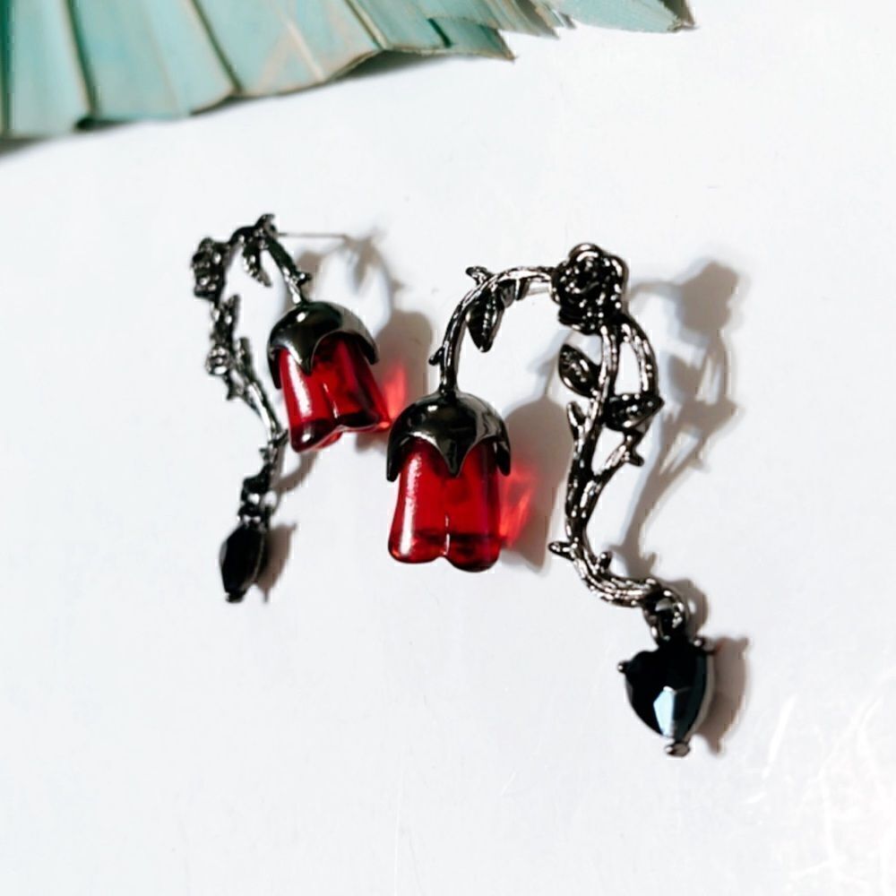 Rose drop earrings S106 - Picture 2 of 3